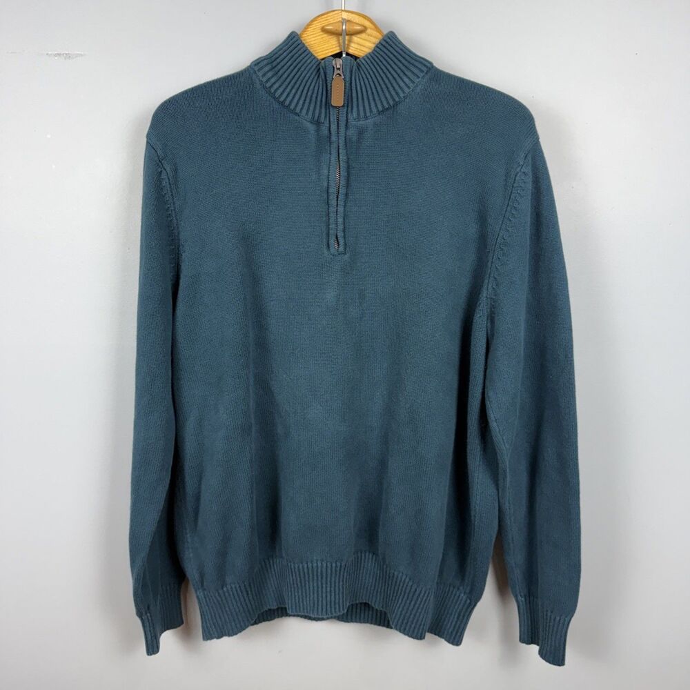 Men’s 1/4 Zip Pullover Sweater St John’s Bay Green XL